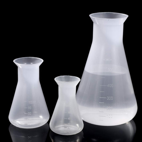 Hemobllo Plastic Erlenmeyer Flask - 3 Pcs Plastic Conical Flask Graduated Erlenmeyer Flask Set Scientific Plastic Flasks for Experiment Laboratory...