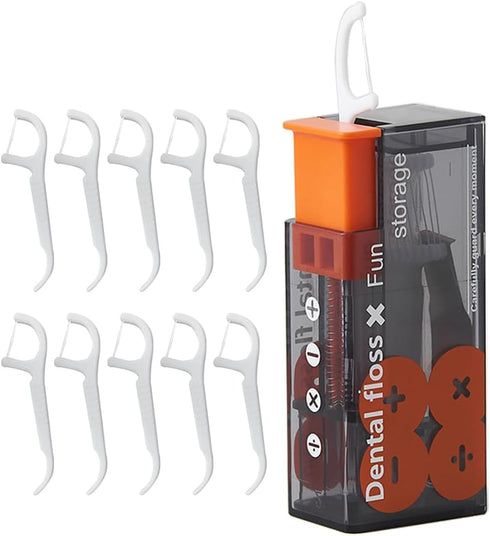 XMUINT Portable Dental Floss Picks Dispenser,Automatic Pop-Up Storage 10 Picks Clean Teeth Oral Care Box Transparent Container for Easy Refillable...