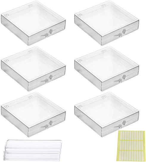 6Pcs Clear Acrylic Press on Nails Storage Packaging Boxes &10Pcs Nail Tips Display Holder and Double Sided Adhesive Tape Nail Display Organizer fo...