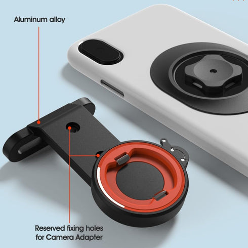 Quick-Release Mountain Bike Phone Mount, Out-Front Bicycle Phone Mount for Bike Mtb Road Bike Stem, Aluminum Bike Phone Holder with Adhesive Adapt...