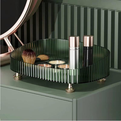 Makeup Perfume Organizer, Bathroom Vanity Tray, Decorative Dresser Tray, Countertop Organizer Tray for Cosmetics, Dark Green...