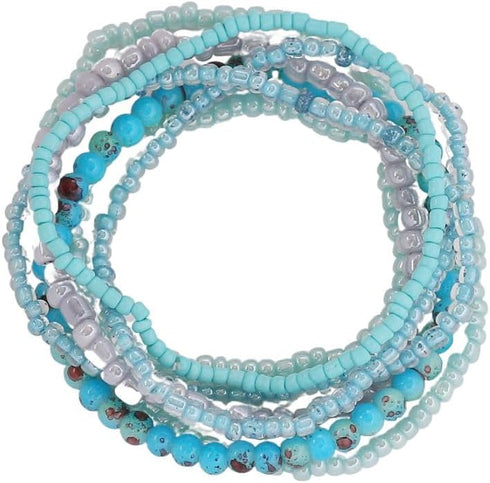 Pingyongchang Boho Colorful Handmade Stackable Bead Bracelets Set Multicolor Seed Layered Stretch Bangle Bracelets Vaction Beach Trendy Jewelry Gi...