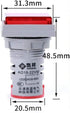 Digital Display AC Voltage Indicator, 22mm Square Head LED Voltage Tester AC50~500V Voltmeter Monitor (Yellow)...