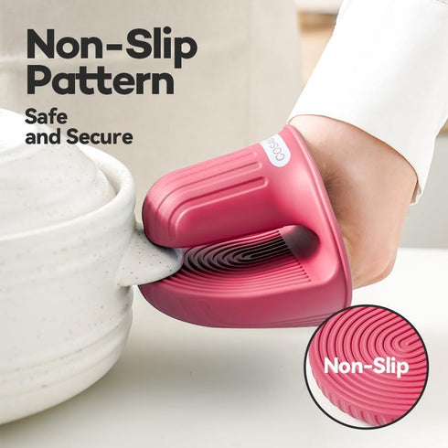Silicone Oven Mitts Heat Resistant Mini Oven Gloves and Pot holders Set for Kitchen Non Slip Waterproof Pinch Grips for Cooking and Baking Set of ...
