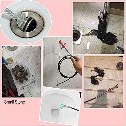 AUSAYE 79 Inch Sink Snake Drain Cleaner Tool for Sink, Drain Clog Remover Snake, Drain Hair Remover, Tube Drain Cleaning...