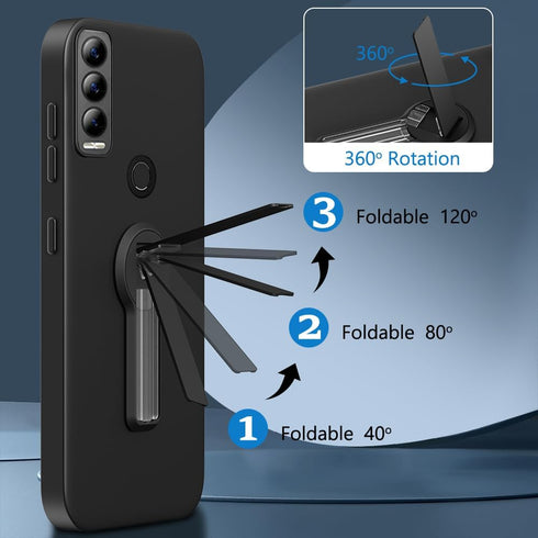Case for AT&T Motivate Max U668AA / Cricket Ovation 3 Phone Case with Glass Screen Protector 360° Rotatable Folding hidden Kickstand/Stand Silicon...