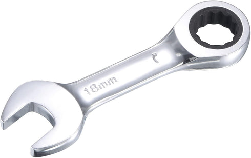 uxcell 18mm Stubby Ratcheting Combination Wrench Metric 72 Teeth 12 Point Box Ended Tools, CR-V...