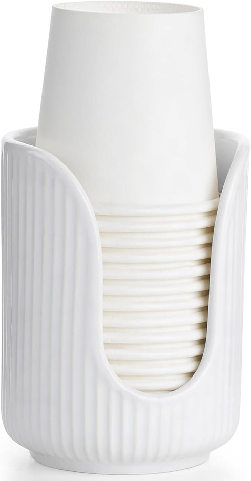 Bathroom Cup Dispenser, 3oz-4oz Ceramic Paper Cup Holder, Small Countertop Mouthwash Dixie Cups Accessories, for Vanity Countertops, Bathroom, Kit...