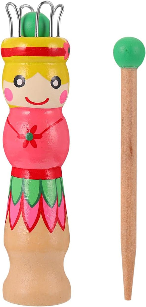 French Knitter Knitting Spool Wood Knitting Tool Wood Yarn Knitting Doll Maker Carfts Wooden Knitter with Needle...