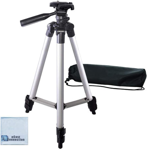 50 Inch Aluminum Camera Tripod for Canon, Nikon, Sony, Samsung, Olympus, Panasonic & Pentax + eCost Microfiber...
