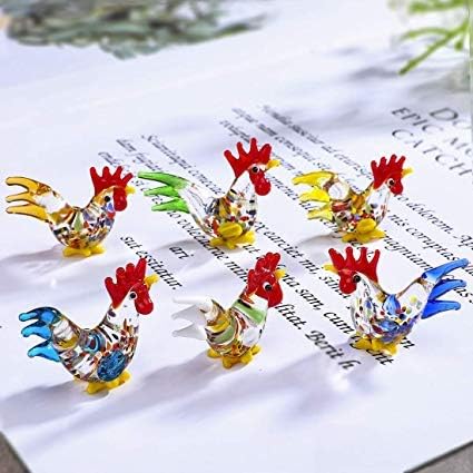 Crystalsuncatcher Handmade Mini Cock Art Glass Blown Animal Figurine(Cock)...