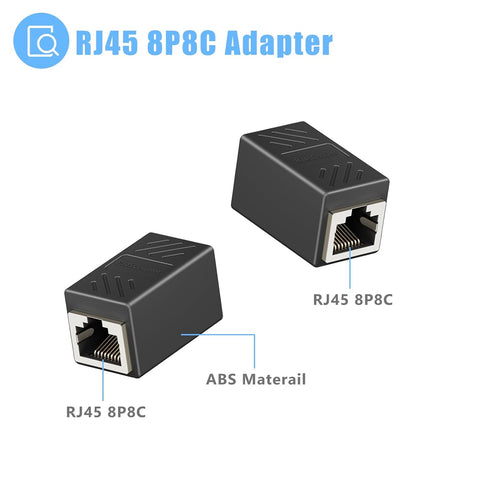 RJ45 to RJ11 Adapter, 2 Pack Phone Jack to Ethernet Adapter, Black Phone Line to Ethernet Adapter, RJ45 Female to RJ11 Male Ethernet to Phone Line...