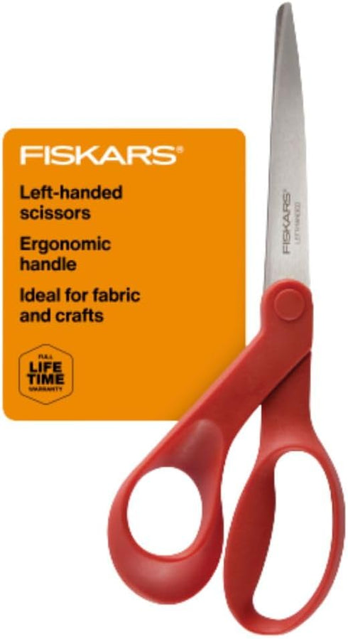 Fiskars All-Purpose Left-Handed Scissors - Ergonomically Contoured - 8" Stainless Steel - Paper and Fabric Scissors for Office, Arts, and Crafts -...