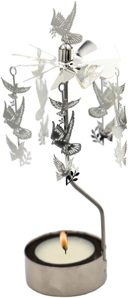 HOKHBCW Rotary Candle Holder Spinning Candleholder Metal Small Gift (Dove of Peace)...