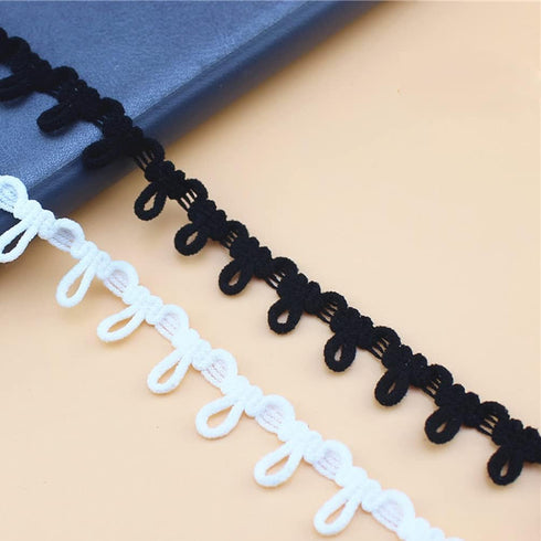 25 Yd Button Looping Braid Trim Elastic Button Loop for Sewing Craft Projects, Width 15mm (Black)...