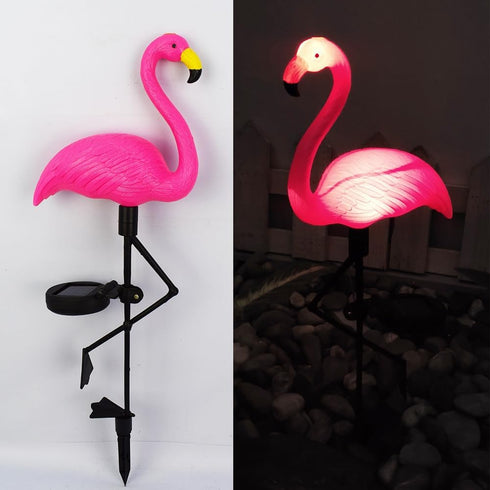 Waterproof Solar Flamingo Garden Light, Durable Blow Molded Yellow Beak and red Body Flamingo Shape, Bird feet and Ground Plug Removable...