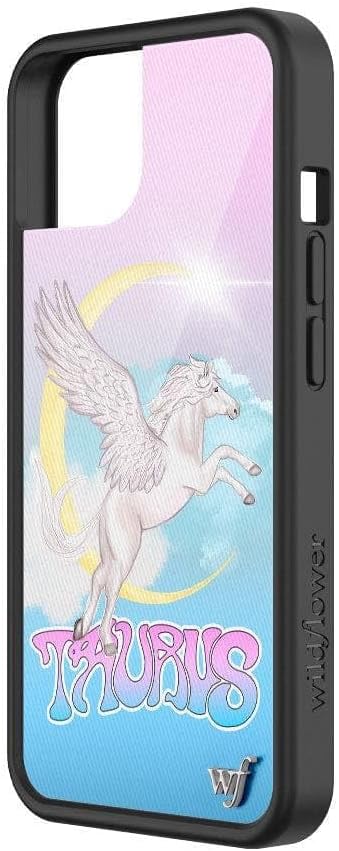 Wildflower Cases - Taurus Case, Compatible with Apple iPhone 13 | Blue, Pegasus, Moon, Sky, Zodiac, Purple, Cute - Protective Black Bumper, 4ft Dr...