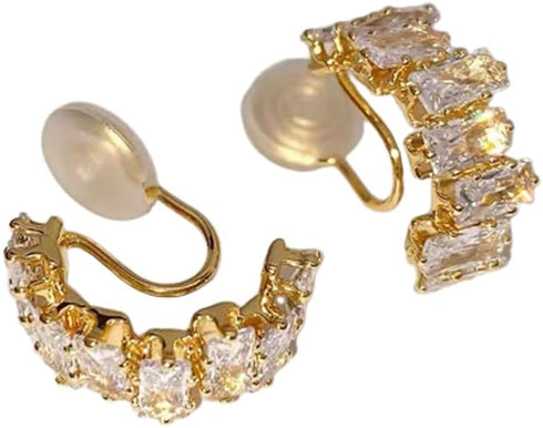 LIGHT RAIN Clip-On Earrings, All-Day Wear Gold & Silver Plated Stud, Hoop, Dangle Design Jewelry for Non-Pierced Ears...