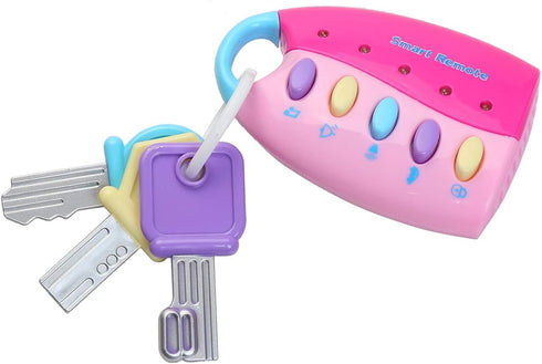 Musical Smart Remote Car Key Toy with Sound and Light for Baby, Kids and Toddlers (Not Included Batteries) (Pink)...