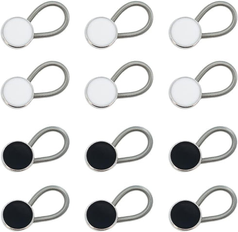 12PCS Metal Elastic Collar Extenders, LIOUCBD Invisible Button Extenders, Neck Extender Wonder Button for Mens Shirts Dress Cuffs Trouser Coat Pan...
