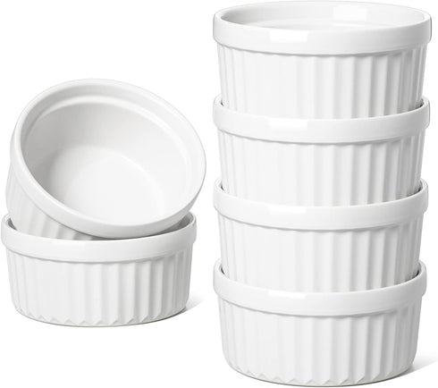 LE TAUCI Ramekins 4 OZ Oven Safe, Creme Brulee Ramekins, Pudding Custard Cups Souffle Ramiken, Dipping Sauce Dishes, Ceramic Ramekin Bowls Set of ...