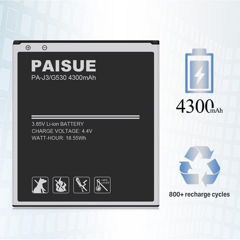 Galaxy J3 Battery, Upgraded 4300mAh EB-BG530CBU Li-ion Replacement Battery for Samsung Galaxy J3 Prime, Emerge, Star, Orbit, Eclipse, On5, Mission...