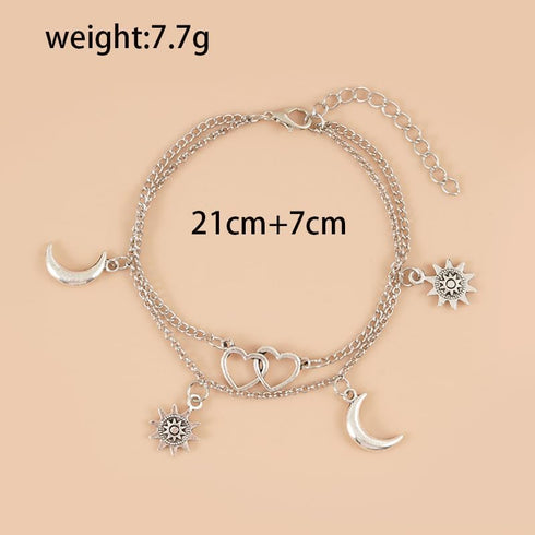 Moon Srars Anklet for Women? Adjustable Foot Heart Lotus Infinity Moon Multilayer Layered Ankle Bracelet Beach Jewelry...