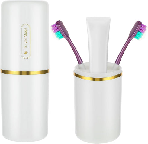 Travel Toothbrush Toothpaste Case Portable Toothbrush Cup Holder 2 in 1 Toothpaste Storage Container Multi-Function Toothbrush Cover for Camping S...