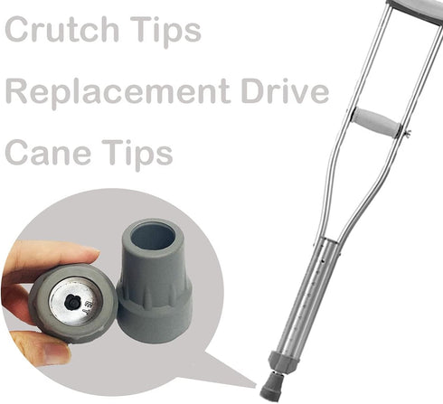 Crutch Tips, Replacement Medical Drive Cane Tips, 7/8 Inch, Gray, 2 Pcs...