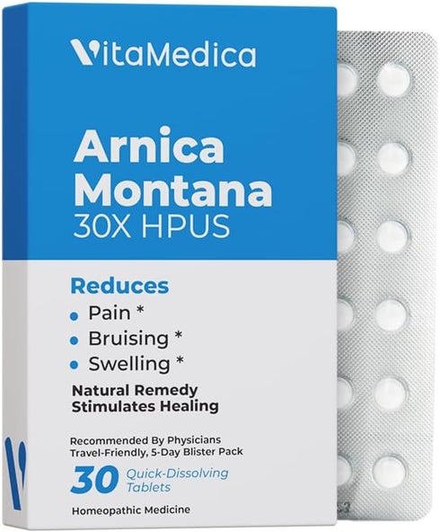 Arnica Montana 30X HPUS, Clinical Grade, Quick Dissolve Tablets, Five-Day Recovery Pack for Pain and Bruise Relief After Surgery or Injury, Natura...