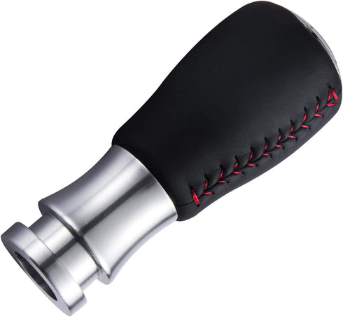 Arenbel 5 Speed MT Gear Shifter Stick Handle Replacement Red Stitched Leather Shift Lever Knob Fit Most Manual Cars, Black...