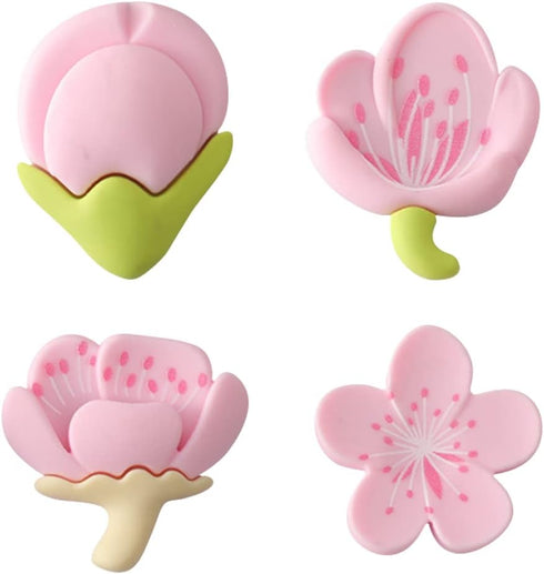 4PCS Flower Fridge Magnets 3D Tulip Plant Refrigerator Magnets for Cabinet Bulletin Board Decoration, Pink Cherry Flower PVC Decorative Refrigerat...