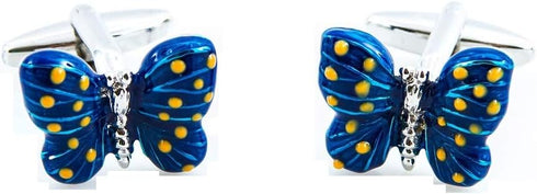 Butterfly Blue Pair Cufflinks in a Presentation Gift Box & Polishing Cloth...