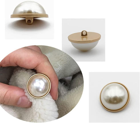 10pcs Round Pearl Buttons with Shank for Sewing Gold Button Crafts for Clothes Shirts Suits Coats Sweaters Wedding Dress Clothing Decorations (Rou...