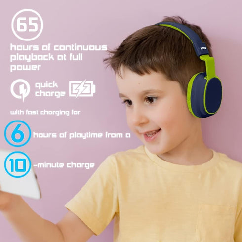 Kids Headphones Bluetooth 5.3 Wireless 60H Play Time Volume Limited 85/110dB Over Ear Foldable Protection Headset/Wired Aux Built-in Mic for Boy G...