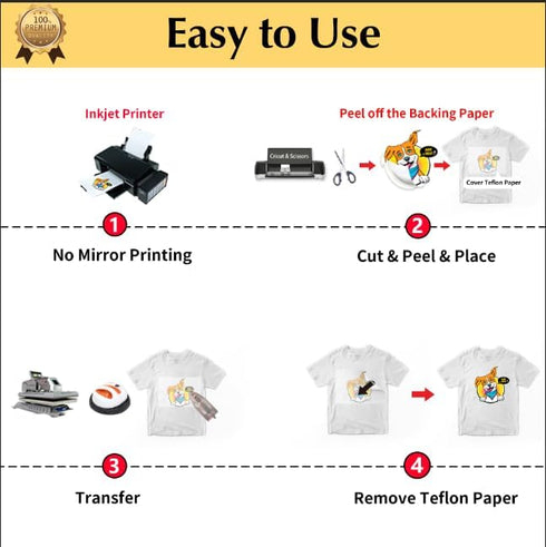 TransOurDream Upgraded Iron on Heat Transfer Paper for T Shirts (8.5x11'', 15 Sheets) Iron-on Transfers Paper for Light Fabric Printable Heat Tran...