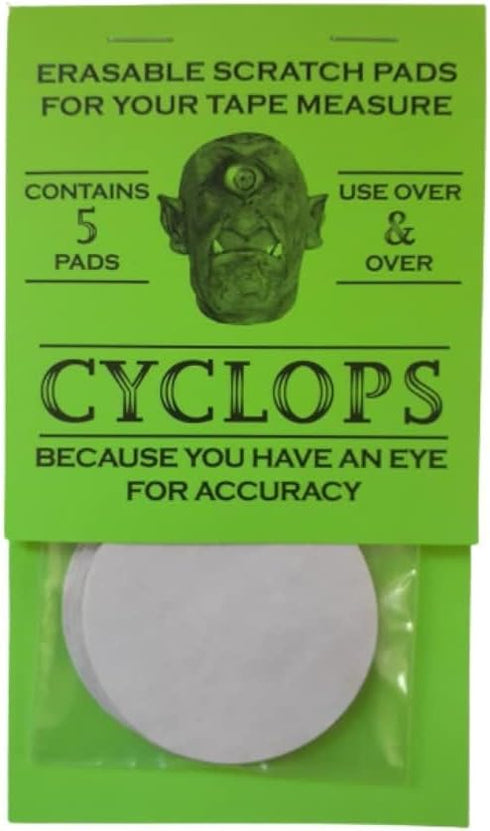 CYCLOPS Erasable Scratch Pads for Tape Measure, Construction, Woodworking Tool - 5 Pads - Write Measurements & Notes - Great Stocking Stuffer, Gif...