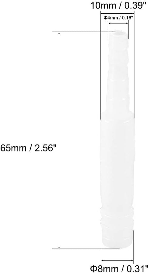uxcell Aquarium Air Valve Connector Straight Clear White Plastic Inline Tubing 4mm to 8mm 4Pcs...