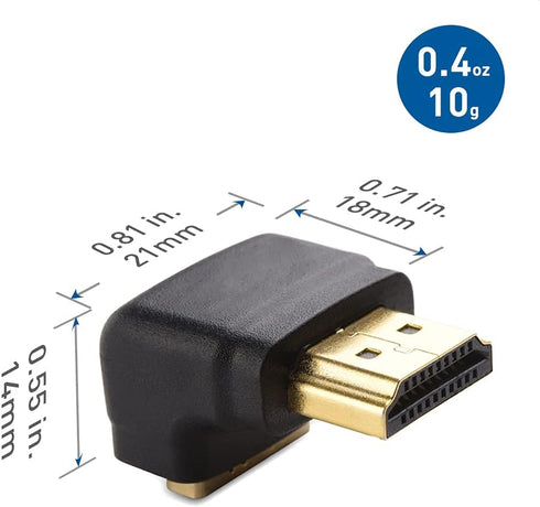 Cable Matters 2-Pack Right Angle HDMI Adapter (270 Degree HDMI Right Angle) with 4K and HDR Support...