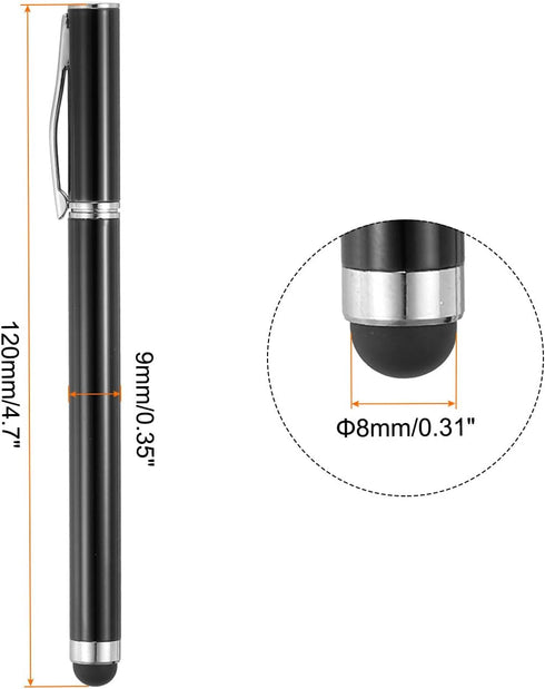 MECCANIXITY 3pcs Ballpoint Pen with Stylus Tip 2 in 1 Ink Pen & Fine Point Rubber Stylus Pens for All Capacitive Touch Screens Universal, Black...