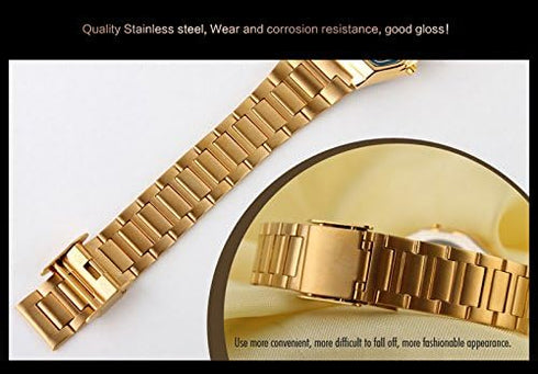 VIGOROSO Men Lady Vintage Retro Gold Stainless Steel Digital Casual Watch Alarm Stopwatch(Gold)...