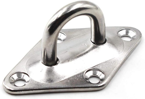 Ceiling Wall Mount Hook Heavy Duty Anchor Diamond Pad Eye Plate 5mm 3/16" 304 Stainless Steel Great for Yoga Swings Hammocks/Boat Rigging/Marine D...