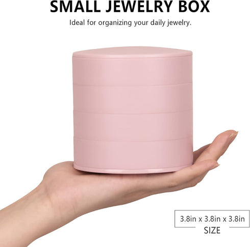 CONBOLA Jewelry Organizer, Small Jewelry Storage Box Earring Holder for Women, 5-Layer Rotating Travel Jewelry Tray Case with Lid for Bracelets Ri...