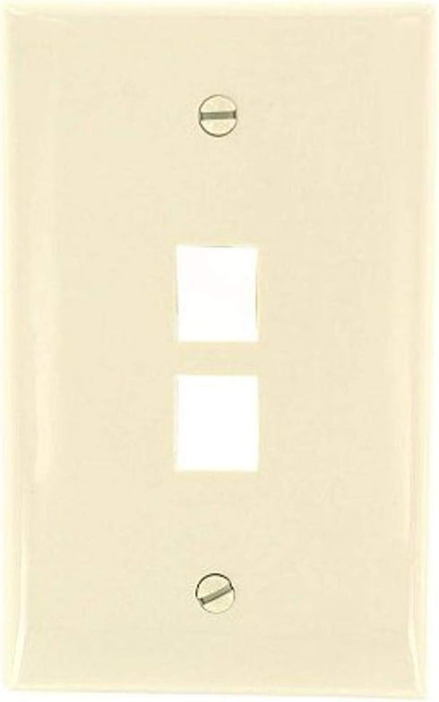 Leviton QuickPort Midsize Wallplate, Single Gang, 2-Port, Light Almond, 41091-2TN...