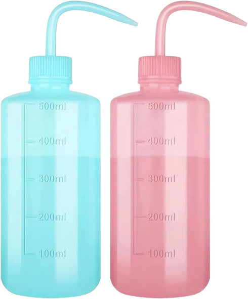 Tatoo Lash squeeze Bottle,Safety Rinse Bottle, Plastic Squeeze Medical Lab Washing Bottle (Pink &Blue, 500ml)...
