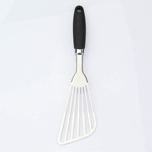 304 Stainless Steel Fish Spatula, Non-Slip Ergonomic Handle Slotted Spatula, Black...