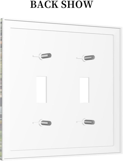 Floral Tropical Jungle Animals Double Toggle Light Switch Cover Decorative Palm Trees 2 Gang Wall Plate Electrical Faceplate for Bathroom Home Liv...