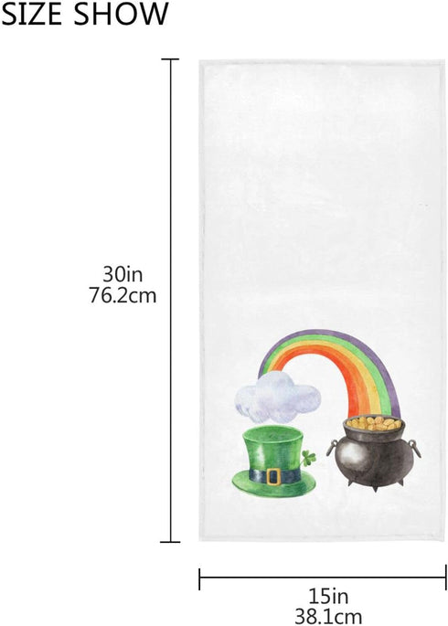 Vdsrup St Patrick's Day Rainbow Hand Towels 30 X 15 In Leprechaun Hat Gold Pot Coin Shamrock Bathroom Kitchen Towels Soft Highly Absorbent Bath To...