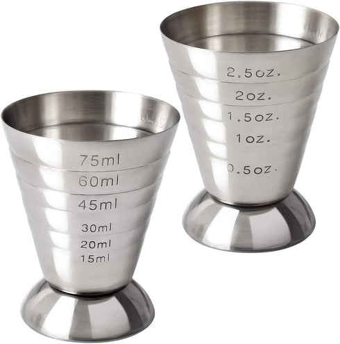 Stainless Steel Measuring Cup, 2.5 oz, 75 ml, 5 Tbsp, Cocktail Jiggers, Pack of 2...