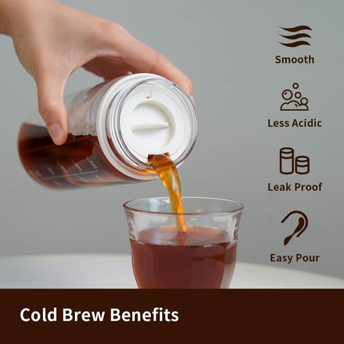 Cold Brew Coffee Maker Travel Tumbler with Soft Silicone Handle Portable Iced Coffee & Tea Infuser with Airtight Lid Cold Brew Travel Cup 15oz/450...